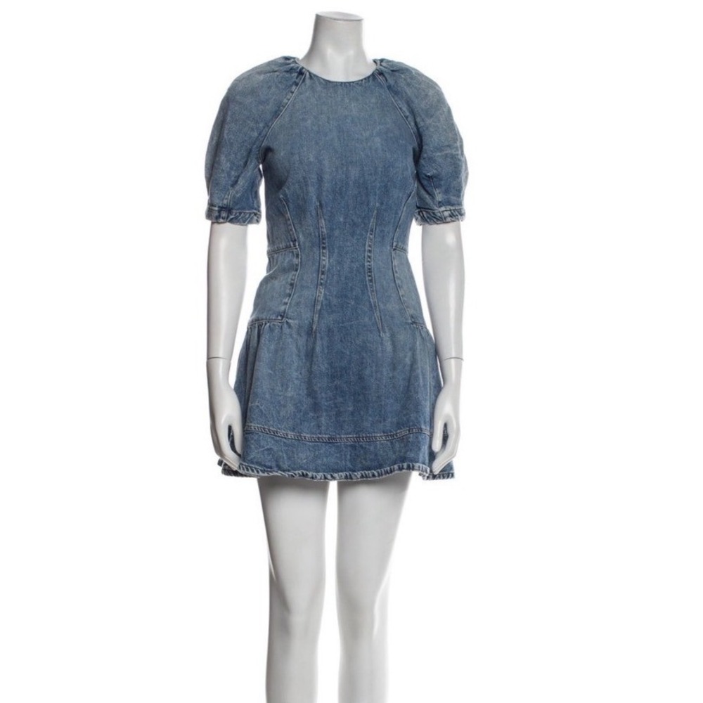 Jonathan Simkhai holland Denim Mini Dress Light Wash Puff Sleeve Organic  s‎ m - Picture 4 of 16